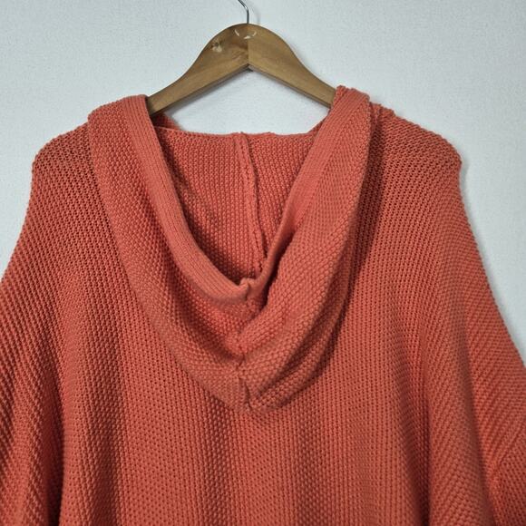 Lucky Brand Hooded Pullover Sweater Sz XL Coral Orange Knit Long Sleeve Slouchy - Picture 7 of 14